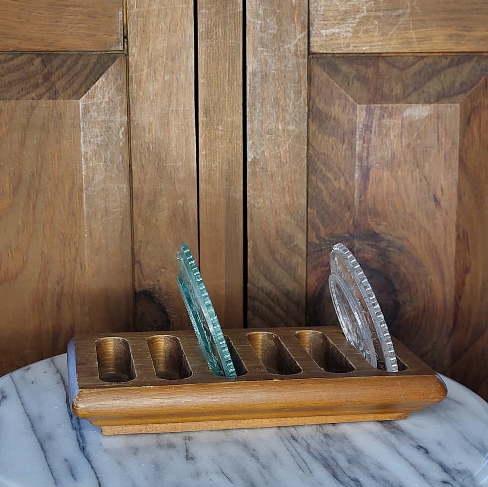 Vintage Glass Sun Catchers with Wooden Holder - Picture 5 of 11